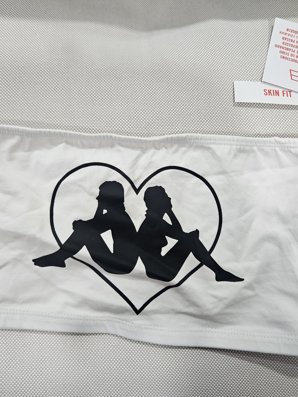 Kappa White tube Top with Black Twin Silhouette Heart